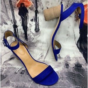 Nine West Block Heels Women's Size 10M Blue Sindie Ankle Strap Open Toe Shoes